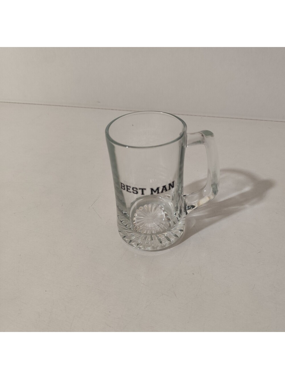 Best Man Beer Stein Mug Clear Glass w/ Tux Tuxedo Top Hat Wedding Gift Favor